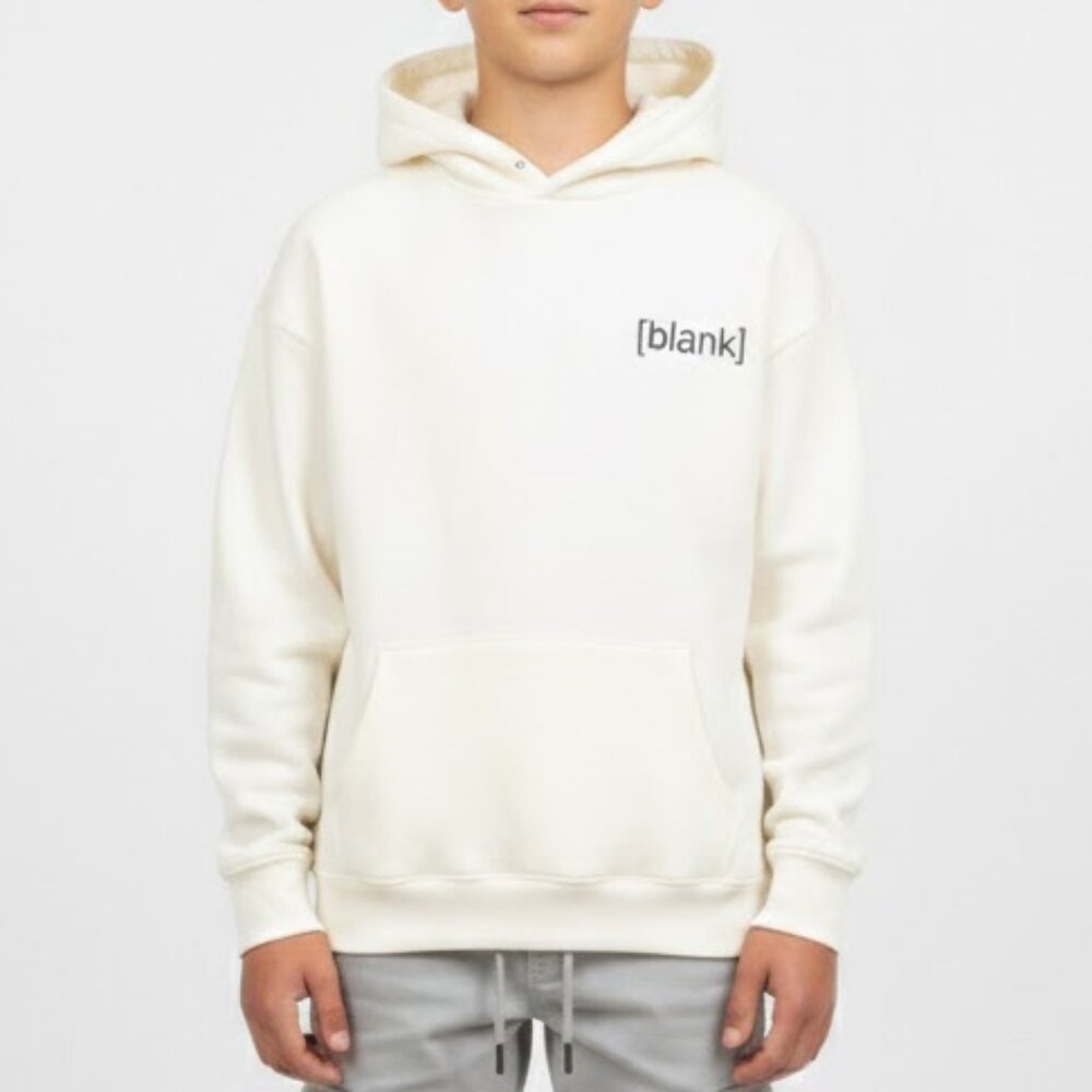 White Streetwear Hoodie Men’s Relaxed Fit Size M - Custom Design NWOT